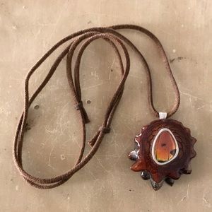 Third Eye Pinecone necklace with butterfly wing
